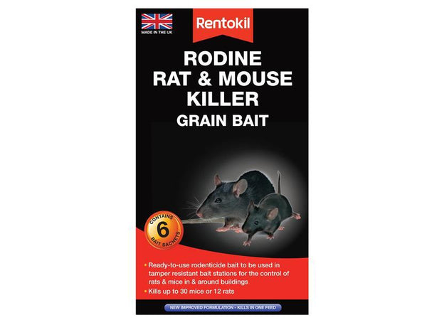 Rentokil Rodine Rat & Mouse Killer Grain Bait 6 Sachets