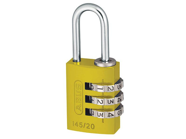 ABUS Mechanical 145/20 20Mm Aluminium Combination Padlock Yellow 46572