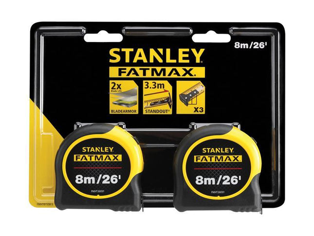 Stanley Tools Fatmax Classic Tape Twin Pack 8M/26Ft (Width 32Mm)