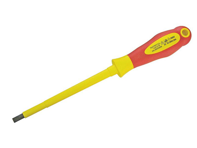 Faithfull Vde Soft Grip Screwdriver Parallel Slotted Tip 6.5 X 150Mm