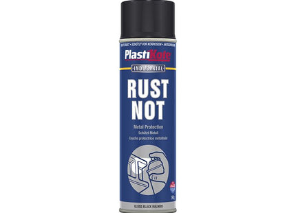 Plastikote Rust Not Spray Gloss Black 500Ml