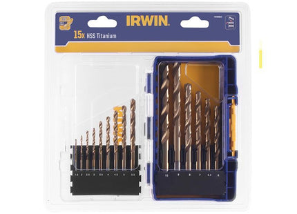 IRWIN HSS Titanium Metal Drill Bit Set, 15 Piece
