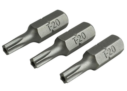 Faithfull Security S2 Grade Steel Screwdriver Bits T20S X 25Mm (Pack 3)