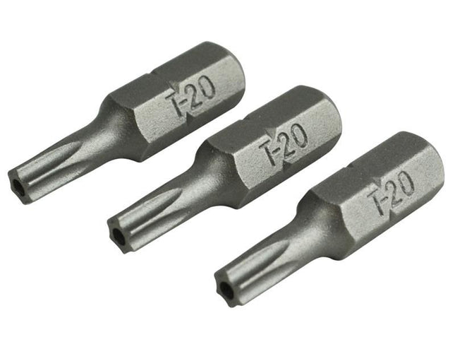 Faithfull Security S2 Grade Steel Screwdriver Bits T20S X 25Mm (Pack 3)