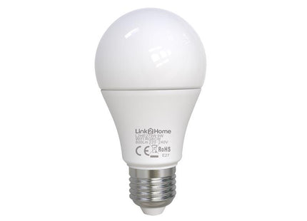 Link2Home Wi-Fi LED ES (E27) Opal GLS Dimmable Bulb, White + RGB 800 lm 9W