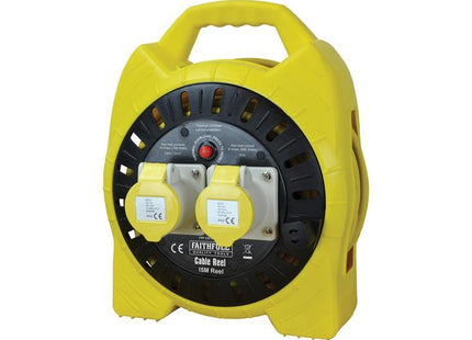 Faithfull Power Plus Enclosed Cable Reel 15M 16 Amp 1.5Mm Cable 110V