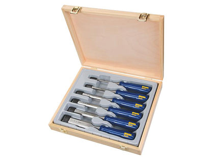 Irwin Marples M444 Bevel Edge Chisel Blue Chip Handle Set Of 6