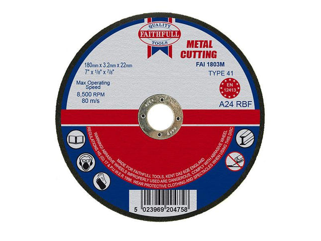 Faithfull Metal Cut Off Disc 180 X 3.2 X 22.23Mm