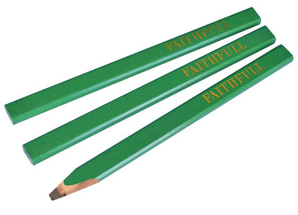 Faithfull Carpenter'S Pencils - Green / Hard (Pack Of 3)
