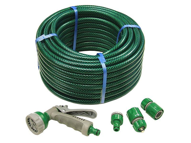 Faithfull Pvc Reinforced Hose 30M Fittings & Spray Gun