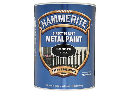 Hammerite Direct To Rust Smooth Finish Metal Paint Black 5 Litre