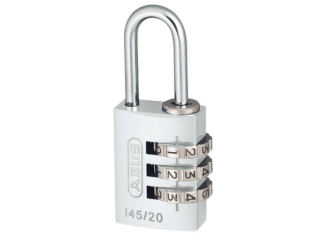 ABUS Mechanical 145/20 20Mm Aluminium Combination Padlock Silver 46574