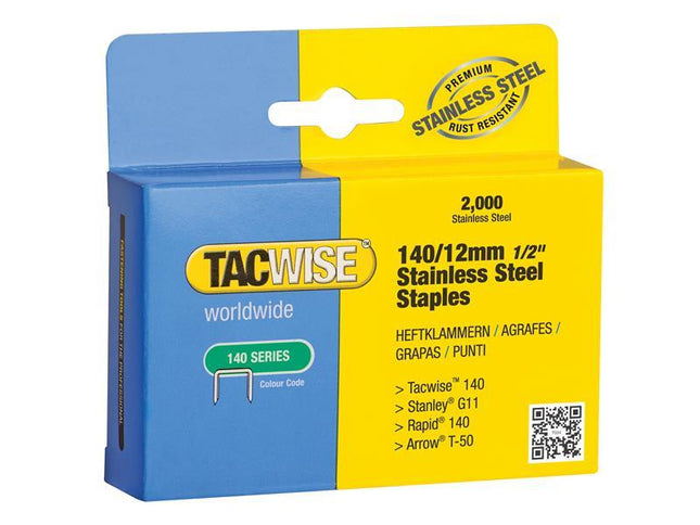 Tacwise 140 Stainless Steel Staples 12mm (Pack 2000)