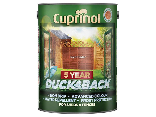 Cuprinol Ducksback 5 Year Waterproof For Sheds & Fences Rich Cedar 5 Litre