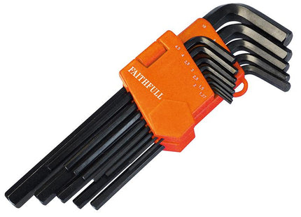 Faithfull Long Arm Hex Key Set Of 13 Metric (1.3-10Mm)