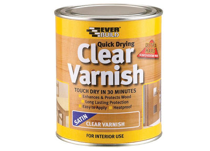 Everbuild Quick Dry Wood Varnish Satin Clear 750Ml