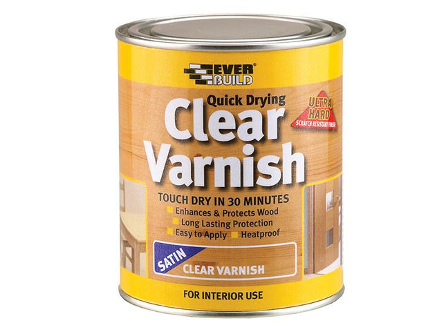 Everbuild Quick Dry Wood Varnish Satin Clear 750Ml