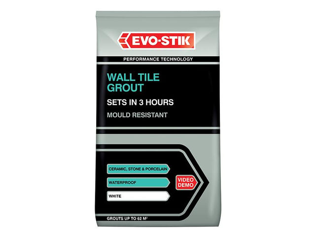 Evo-Stik Wall Tile Grout Mould Resistant White 1.5Kg