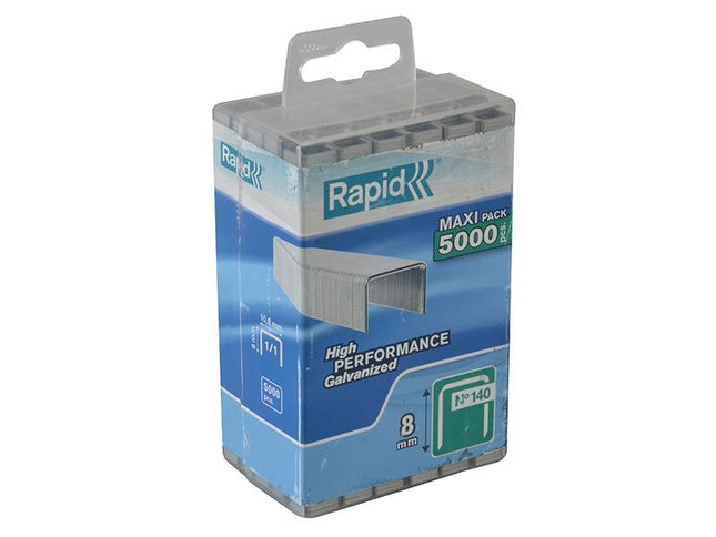 RAPID 140/8 8Mm Galvanised Staples Poly Pack 5000