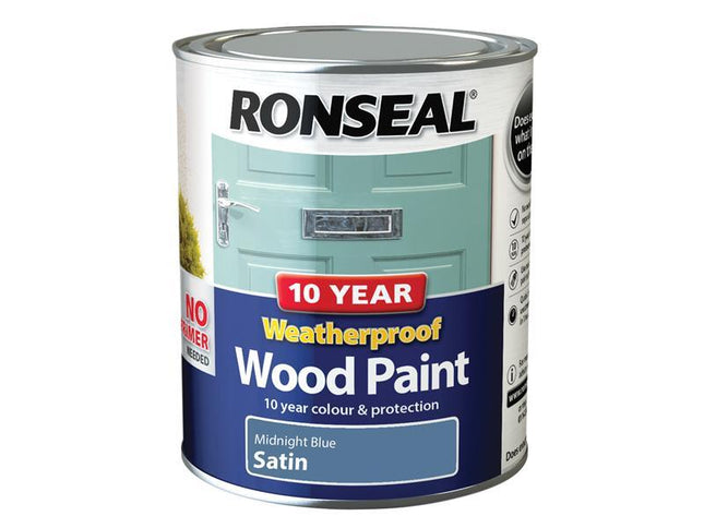 Ronseal 10 Year Weatherproof Wood Paint Midnight Blue Satin 750Ml