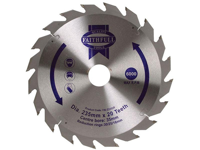 Faithfull Tct Circular Saw Blade 235 X 35Mm X 20T Pos