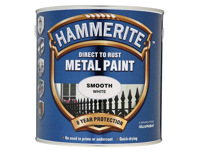 Hammerite Direct To Rust Smooth Finish Metal Paint White 2.5 Litre