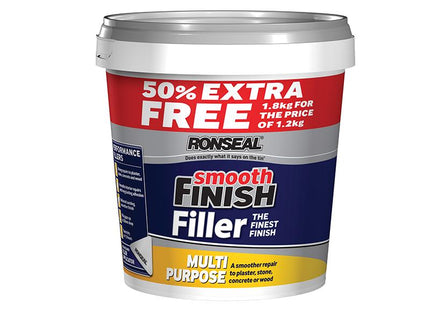 Ronseal Smooth Finish Multi Purpose Wall Filler Ready Mixed 1.2Kg +50%