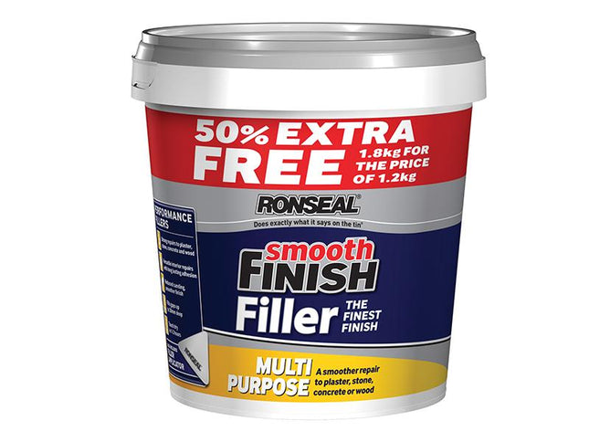 Ronseal Smooth Finish Multi Purpose Wall Filler Ready Mixed 1.2Kg +50%