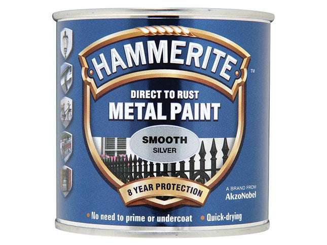 Hammerite Direct To Rust Smooth Finish Metal Paint Silver 750Ml