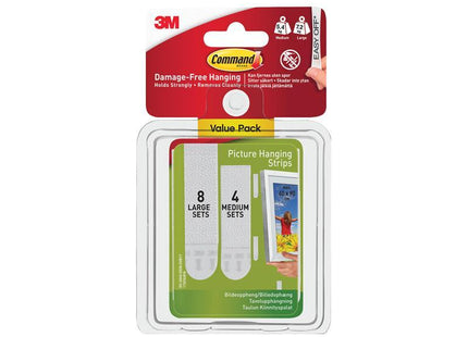 Picture Hanging Strips Set, Medium & Large (Pack 12)