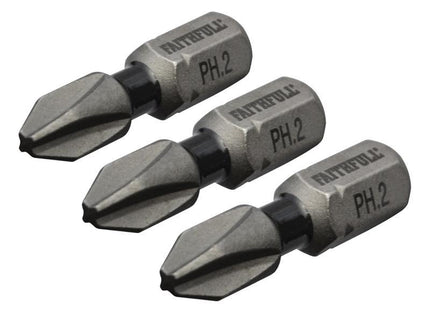 Faithfull Phillips Impact Screwdriver Bits PH2 x 25mm (Pack 3)