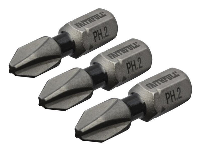 Faithfull Phillips Impact Screwdriver Bits PH2 x 25mm (Pack 3)