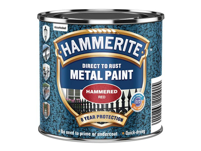 Hammerite Direct To Rust Hammered Finish Paint Red 250Ml