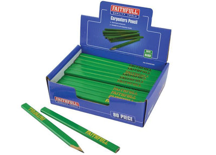 Faithfull Carpenter'S Pencils Display - Green / Hard (80)