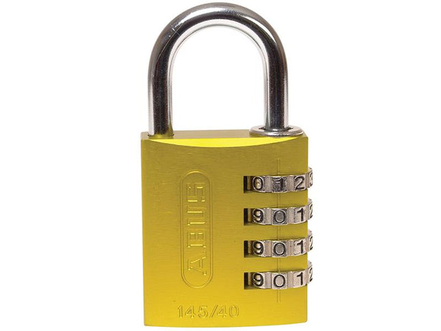 ABUS Mechanical 145/40 40Mm Aluminium Combination Padlock Yellow 49535