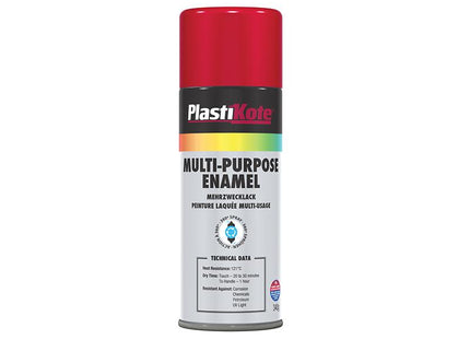 Plastikote Multi Purpose Enamel Spray Paint Gloss Red 400Ml