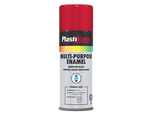 Plastikote Multi Purpose Enamel Spray Paint Gloss Red 400Ml