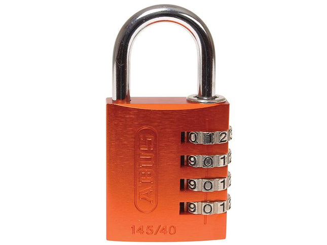 ABUS Mechanical 145/40 40Mm Aluminium Combination Padlock Orange 49527