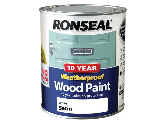 Ronseal 10 Year Weatherproof Wood Paint White Satin 750Ml