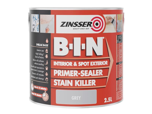 B.I.NÂ Primer, Sealer & Stain Killer Paint Grey 2.5 litre