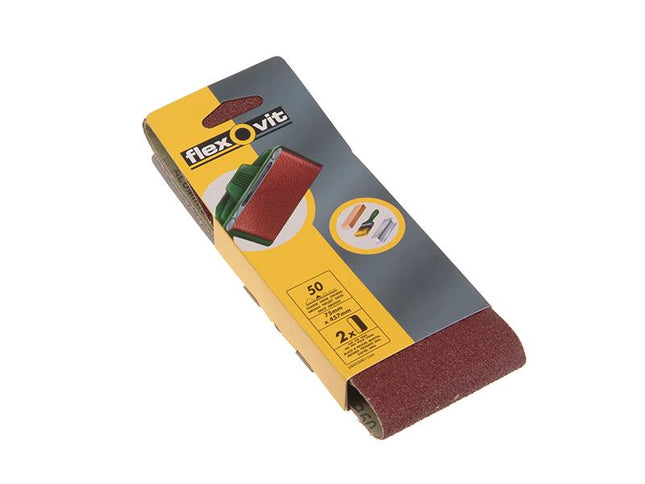 Flexovit Cloth Sanding Belts 457 X 75Mm 50G Coarse (Pack Of 2)