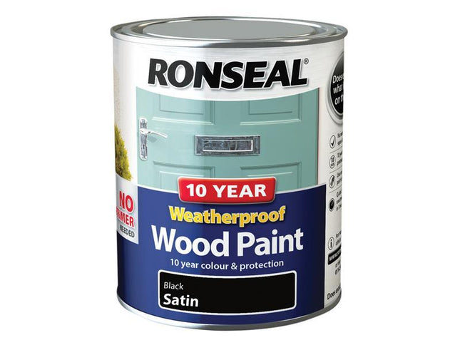 Ronseal 10 Year Weatherproof Wood Paint Black Satin 750Ml