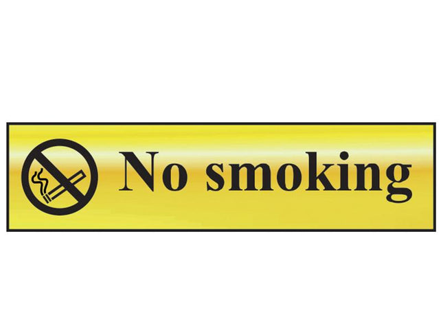 Scan No Smoking - Polished Brass Effect 200 X 50Mm