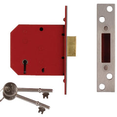 Union 2101 5 Lever Mortice Deadlock Satin Brass Finish 65Mm 2.5In Visi