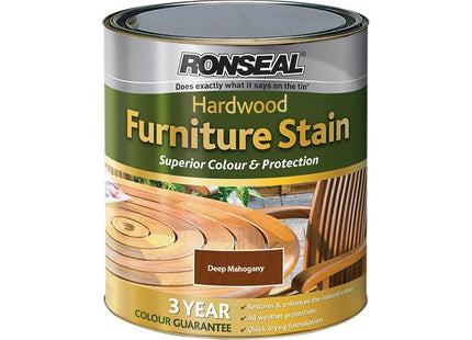Ronseal Ultimate Protection Hardwood Garden Furniture Stain Deep Mahogany 750Ml