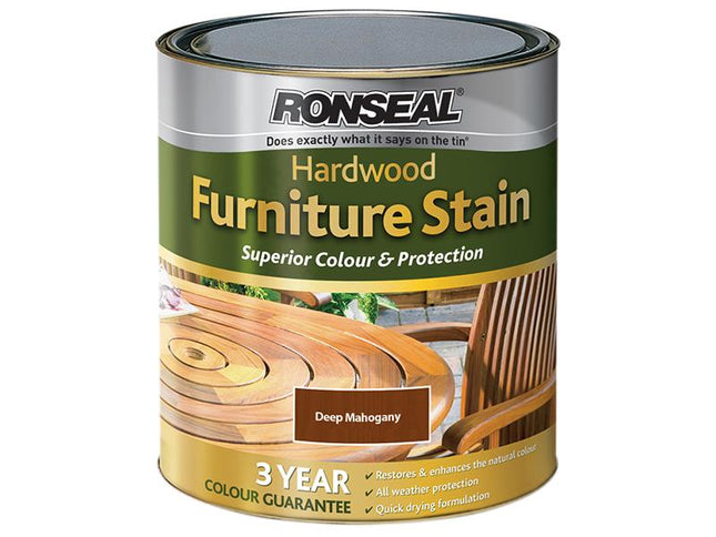 Ronseal Ultimate Protection Hardwood Garden Furniture Stain Deep Mahogany 750Ml