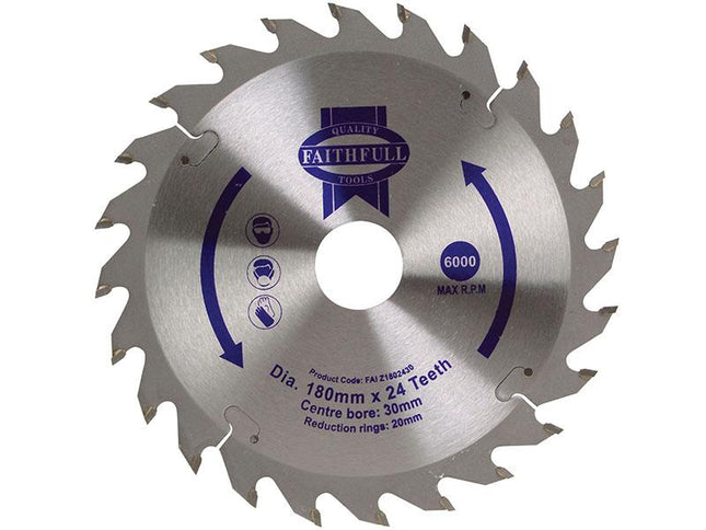 Faithfull Tct Circular Saw Blade 180 X 30Mm X 24T Pos