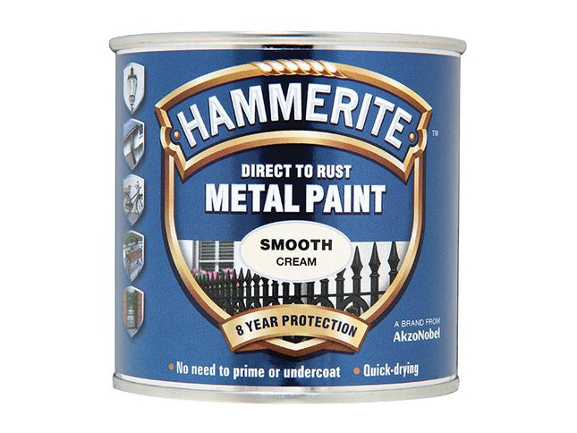 Hammerite Direct To Rust Smooth Finish Metal Paint Cream 250Ml