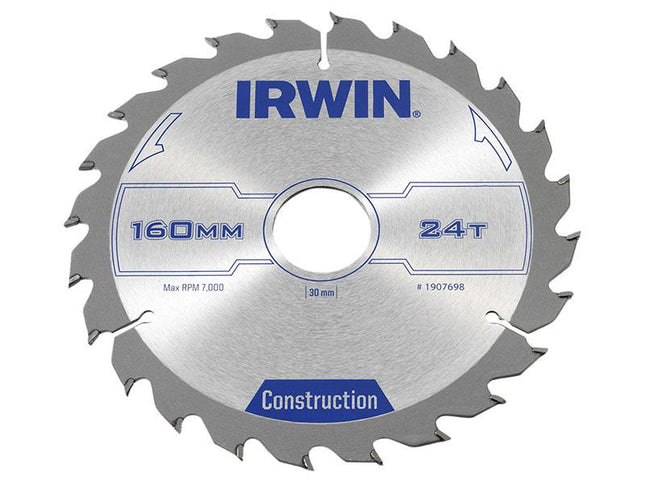 IRWIN Construction Circular Saw Blade 160 X 30Mm X 24T Atb