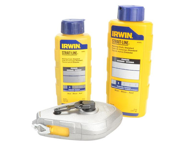Irwin Strait-Line Aluminium 30M Chalk Line & Blue Chalk Pack